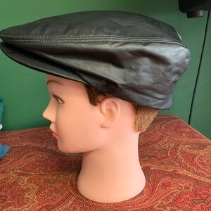 Wilsons Leather Biker Black Pelle Studio Newsboy Cap Genuine Leather